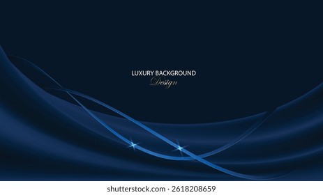 Blue background with color gradation and shiny line. Abstract folded and blue ribbon. Dark blue background. Suit for Banner, backdrop, invitation card, presentation template, certificate, poster, etc
