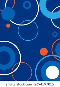 Plano de fundo azul com formas geométricas de círculo colorido