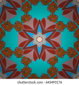 Blue background. Colored mandalas element. Vector illustration.