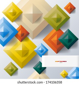blue Background with colored squares.