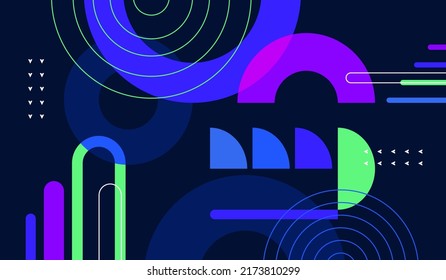 Blue background with colorful abstract geometric vector design