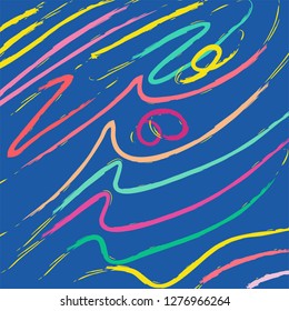 Blue background colorful art brush pattern vector