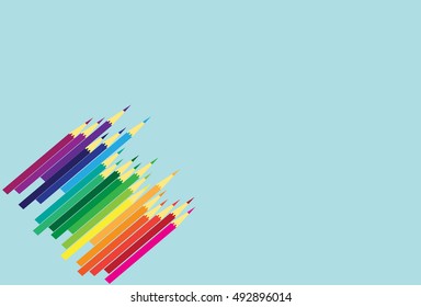 Blue background with colorful pencils