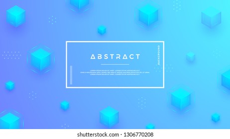 Blue background with a combination modern cubes. Abstract geometric backgrounds in 3D style.