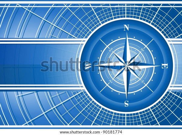 Blue Background Compass Rose Vector Eps Stock Vector Royalty Free 90181774 Shutterstock