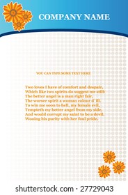 Blue background composition.Letterhead. Vector illustration