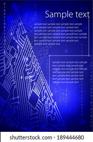 Blue background of computer motherboard 