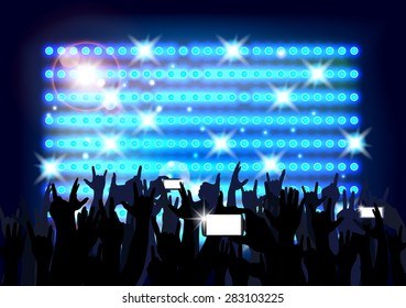 Blue background crowd of party people. Vector