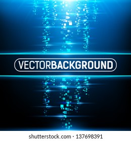 Blue background with cubes, particles