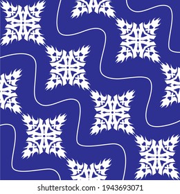 blue background with curl line and abstract shape