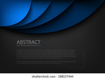 Blue background curve line on black background space shadow overlap and dimension modern texture pattern for text and message website design