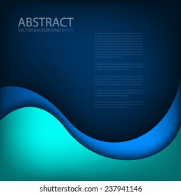 Blue background curve line overlap layer paper for text and message modern artwork design
