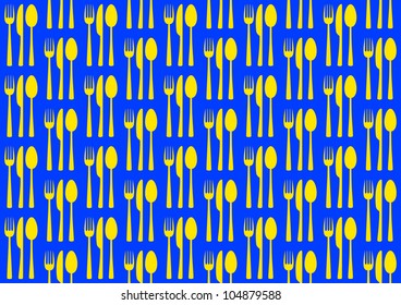 Blue background with cutlery