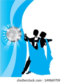 blue background with dancing couple