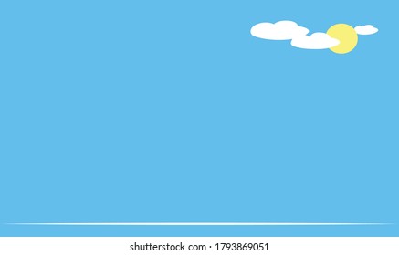 Blue background day with a sun and clouds for presentations or children