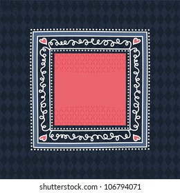 blue background with decorative label,  vector illustration