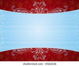 blue background with decorative ornaments, vector illustration