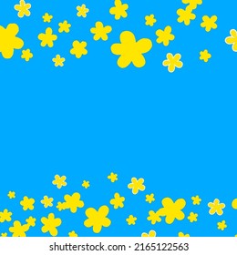 Blue Background Design With Yellow Flowers