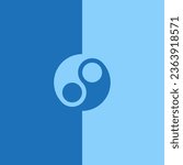 Blue background of different shades with yin yang symbol. Editable vector template.