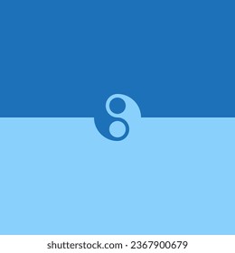 Fondo azul de diferentes tonos con símbolo yin yang. Plantilla de vector modificable.