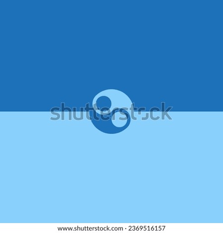 Blue background of different shades with yin yang symbol. Editable vector template.