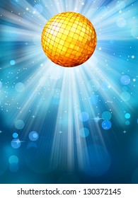 Blue background with disco ball. EPS 10 vector file included