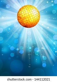 Blue background with disco ball. EPS 10 vector file included