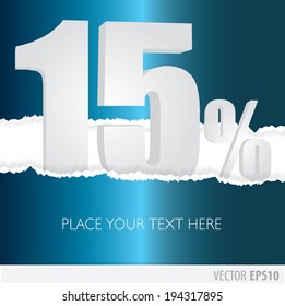 Blue background and with a discount of 15 percent