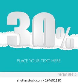 Blue background and with a discount of 30 percent