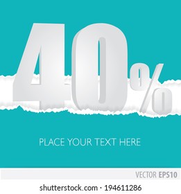 Blue background and with a discount of 40 percent