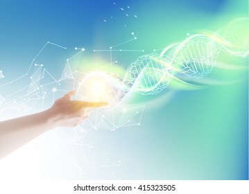 Blue background with DNA.