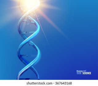 Blue background with DNA. Blue background and abstract molecular connection with DNA molucule. Vector illustration.