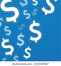 A blue background Dollars money icon design.
