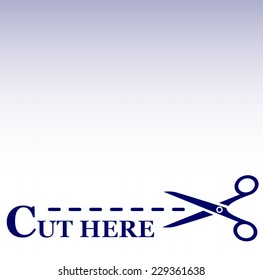 blue background with dotted line and blue scissors silhouette