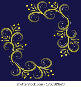 Blue background. Elegant gold pattern.