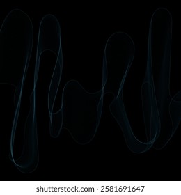 Blue background with elegant waves on a black background. Wallpaper design, advertising layout, banner, poster, presentation template.