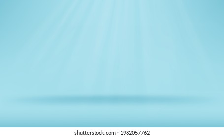 Blue Background Empty Room Studio. Blue sky Gallery room with copy space, Abstract minimal design use for backdrop shooting for products presentation for Spring and Summer promotion or Sales 