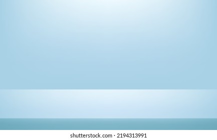 Blue background. Empty blue studio room. Room in the 3d. Space for displaying products. Vector illustration.