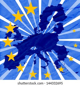 blue background with european union map and yellow stars (with Croatia)