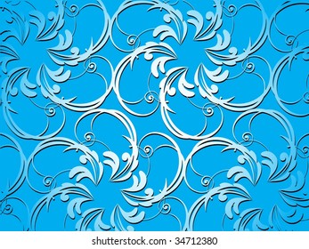 blue background with fabric pattern, vector illustration