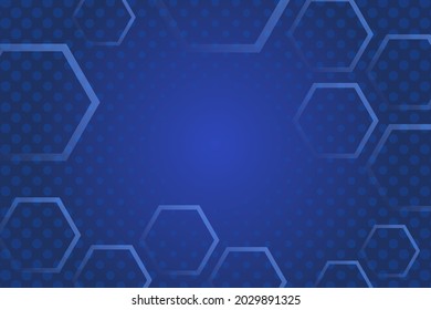 blue background with fading hexagon and dots element.