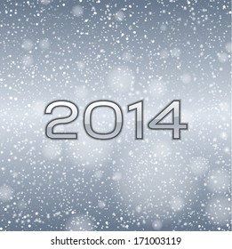 blue background with falling snow and numbers of 2014