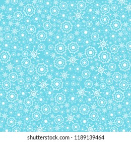 Blue background with falling snowflakes for Christmas holidays 