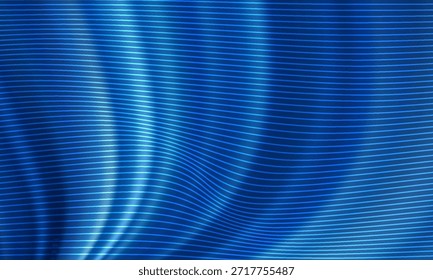 fundo azul apresenta linhas fluindo, iluminadas formando ondas suaves. Ideal para projetos de tecnologia, digitais ou de design corporativo. 