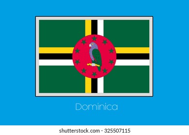 A Blue Background with the Flag of Dominica