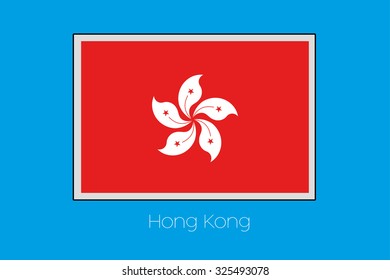 A Blue Background with the Flag of Hong Kong