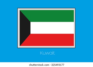 A Blue Background with the Flag of Kuwait