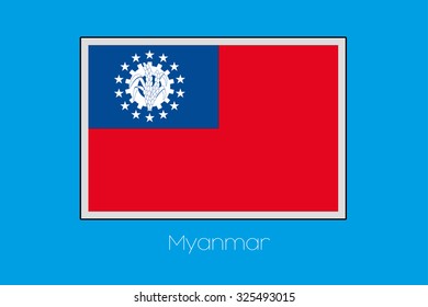 A Blue Background with the Flag of Myanmar
