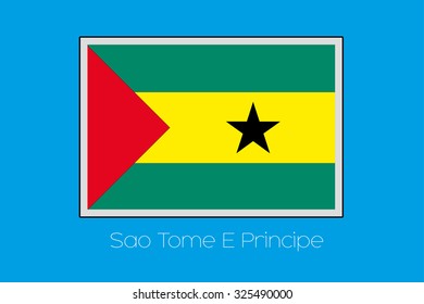 A Blue Background with the Flag of Sao Tome E Principe