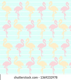 Blue background flamingo silhouette print pattern vector